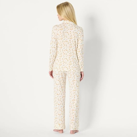 Women's Button Down Pajama Set Short Sleeve Top and Long Pants - Image 2
