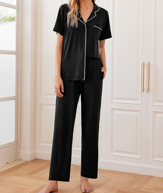 Women's Satin Pajama Set – Short-Sleeve Button-Front Loungewear - Image 2